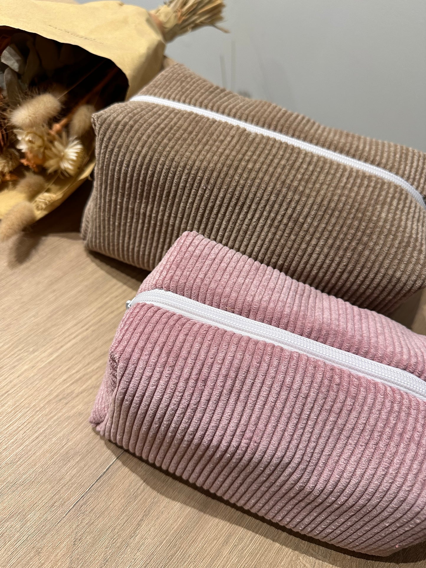 Trousse de toilette grand format rose